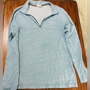 Columbia Blue Zip Up Sweater Soft Knit Classic